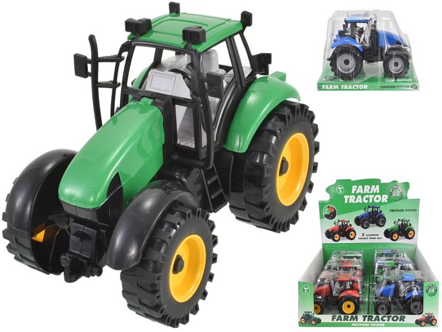 Tractor Toy In Green With Friction Action