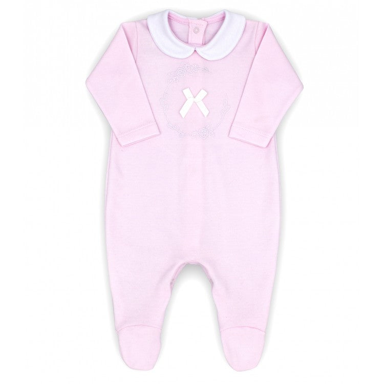 Rapife Soft Pink Embroidered Bow Sleepsuit