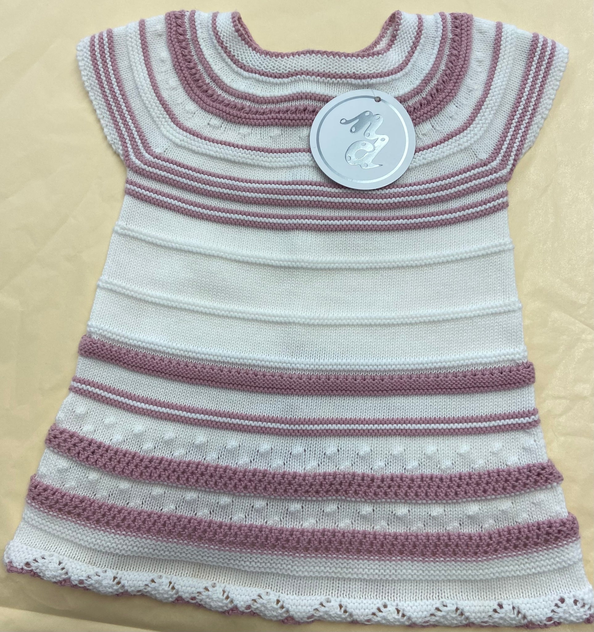 Nico Dingo Pink Striped Cotton Knit Baby Dress