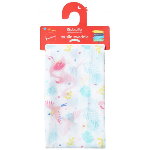 Piccalilly Pink Flamingo Muslin Swaddle