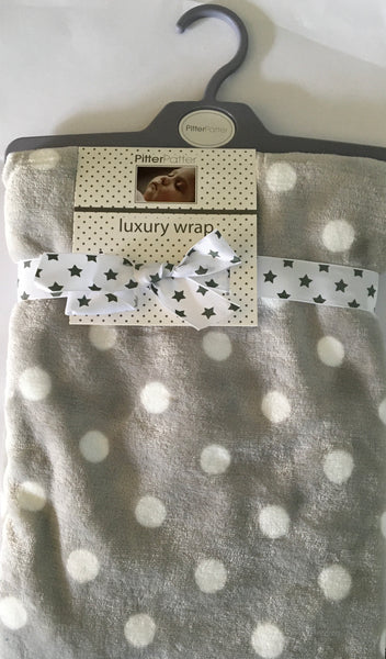 Pitter Patter Grey Polka Dot Fleece Blanket