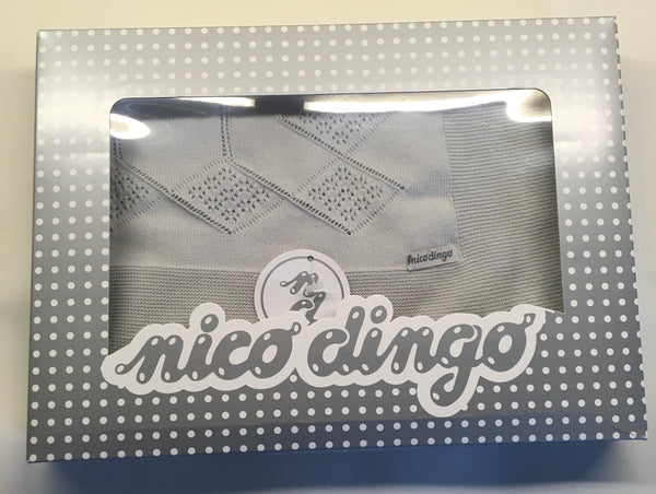 Nico Dingo Grey Cotton Knit Baby Blanket