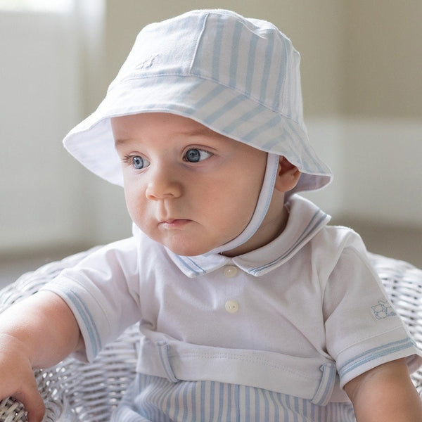 Emile Et Rose Sun Hat Pale Blue And White Stripe