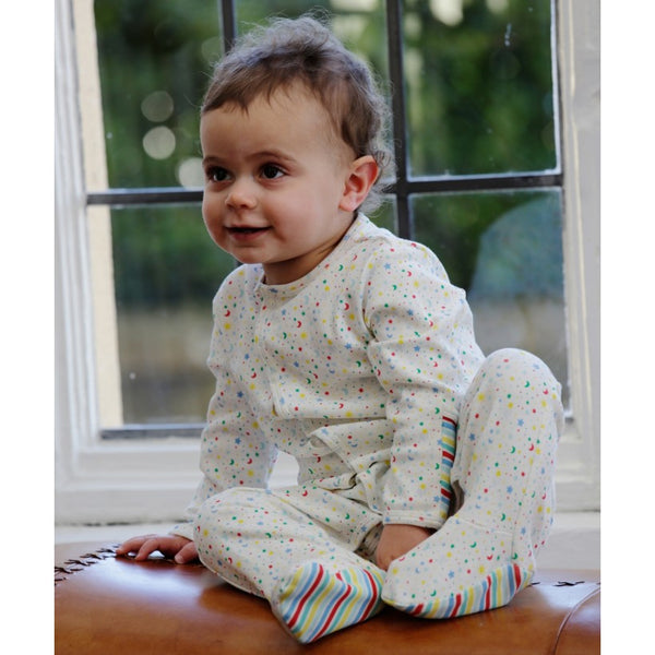 Piccalilly Ditsy Star Footed Sleepsuit