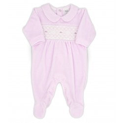 Rapife Soft Pink Smocked Footed Sleepsuit