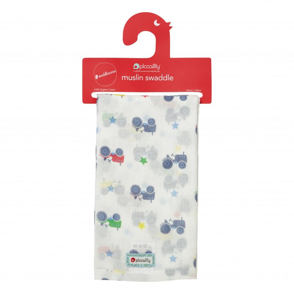 Piccalilly Tractor Muslin Swaddle