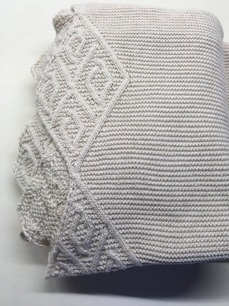 Nico Dingo Ecru Cotton Diamond Knit Baby Blanket