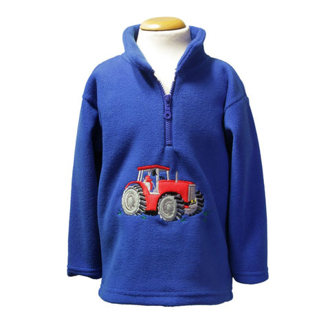 Tractor Zip Neck Fleece Blue With Red Tractor