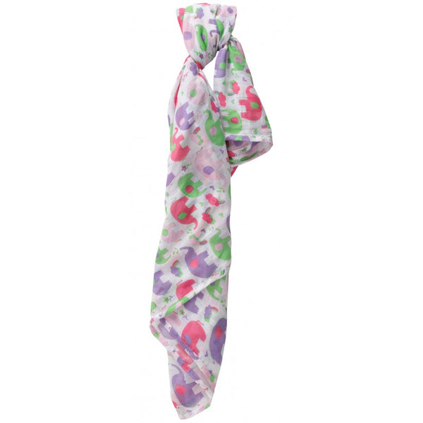 Piccalilly Pink Elephant Muslin Swaddle