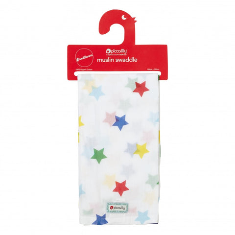 Piccalilly Rainbow Star Muslin Swaddle