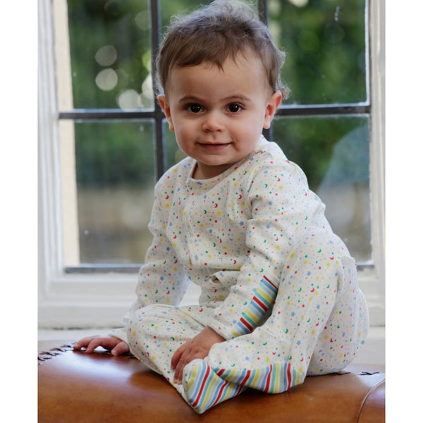 Piccalilly Ditsy Star Footed Sleepsuit