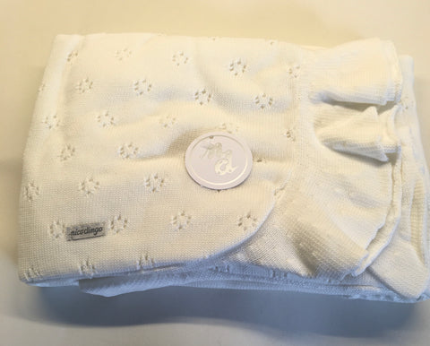 Nico Dingo Cream Frilled  Cotton Knit Baby Blanket