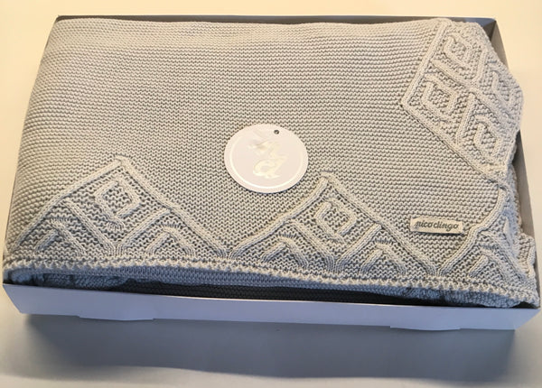Nico Dingo Grey Cotton Diamond Knit Baby Blanket