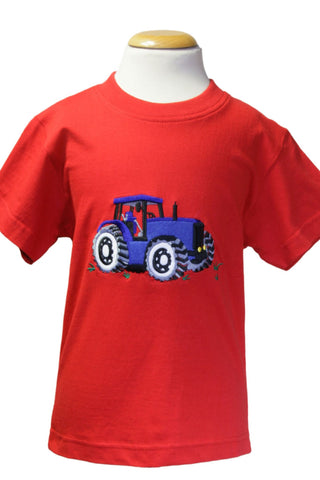 Red T-shirt With Blue Tractor