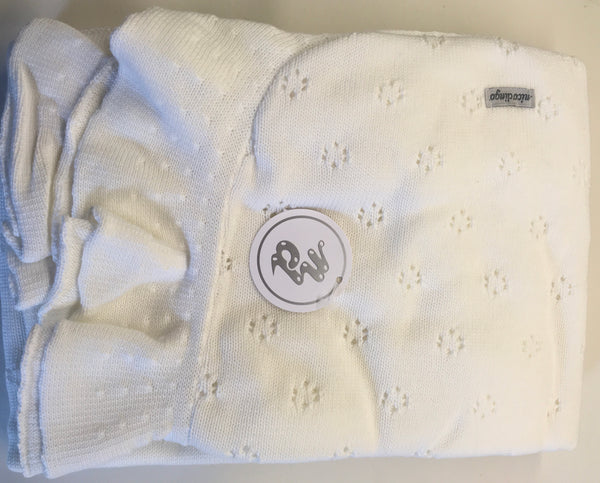 Nico Dingo Cream Frilled  Cotton Knit Baby Blanket