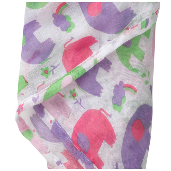 Piccalilly Pink Elephant Muslin Swaddle