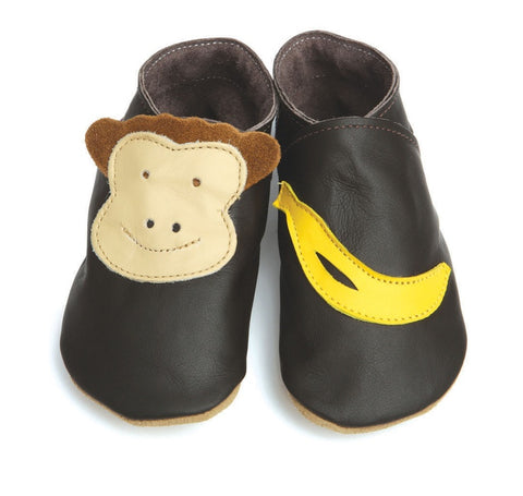 Starchild Monkey & Banana Leather Baby Shoes