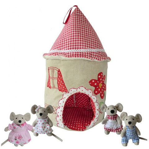 Powell Craft Embroidered Mouse House with Mouse Family