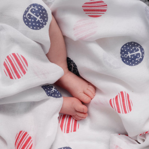 Piccalilly Sailor Spot Organic Muslin Swaddle