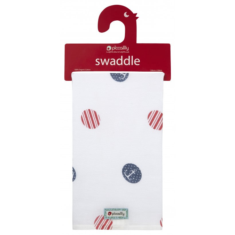Piccalilly Sailor Spot Organic Muslin Swaddle