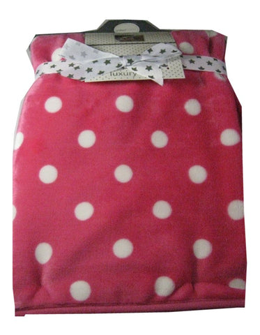 Pitter Patter Pink Polka Dot Fleece Blanket