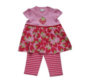 Pitter Patter Strawberries & Stripes Two Piece Outfit